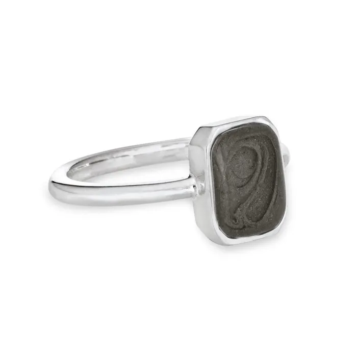closebymejewelry Rings Cushion Art Deco Cremation Ring in 14K White Gold