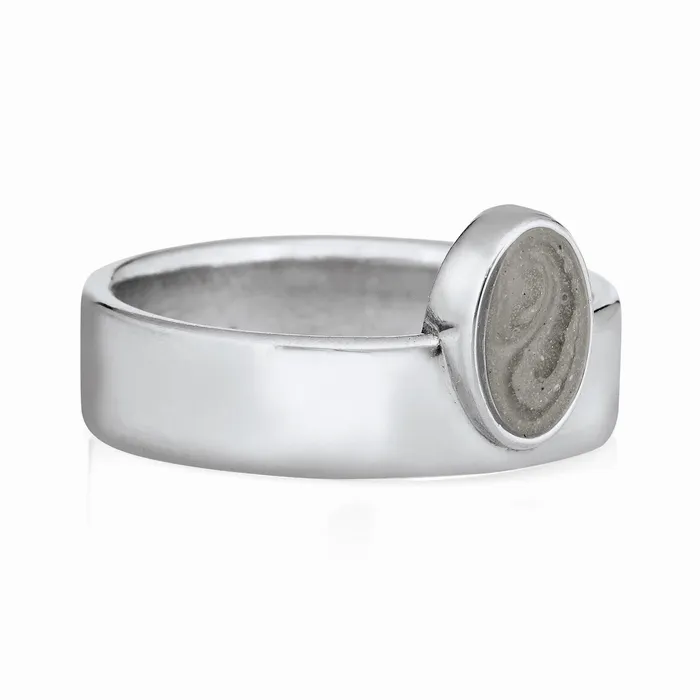 closebymejewelry Rings Oval Crown Cremation Ring in 14K White Gold