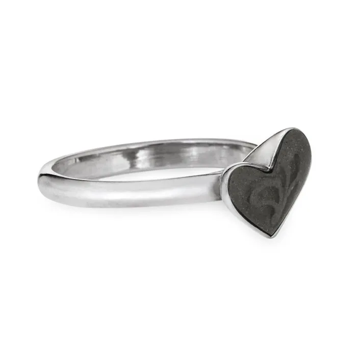 closebymejewelry Rings Signature Heart Stackable Band Cremation Ring in 14K White Gold