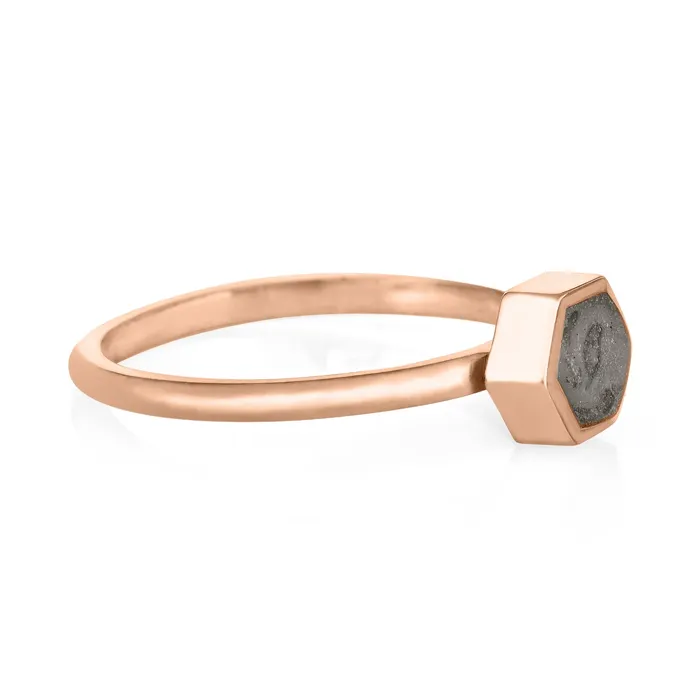 closebymejewelry Rings Small Hexagon Stacking Cremation Ring in 14K Rose Gold
