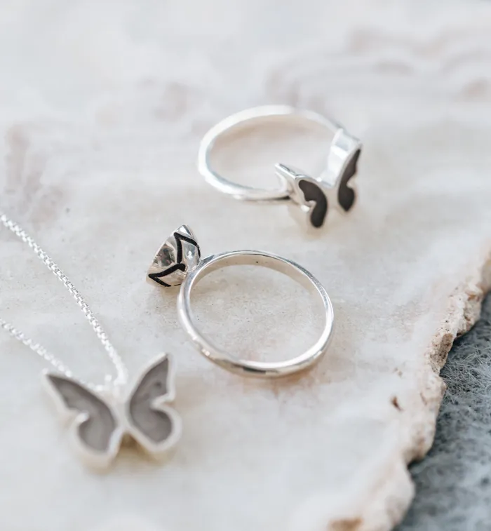 closebymejewelry Signature Lotus Stackable Band Cremation Ring in 14K Yellow Gold Rings