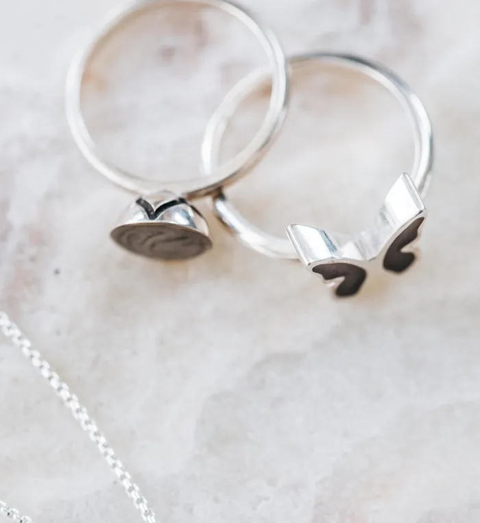 closebymejewelry Signature Lotus Stackable Band Cremation Ring in 14K Yellow Gold Rings