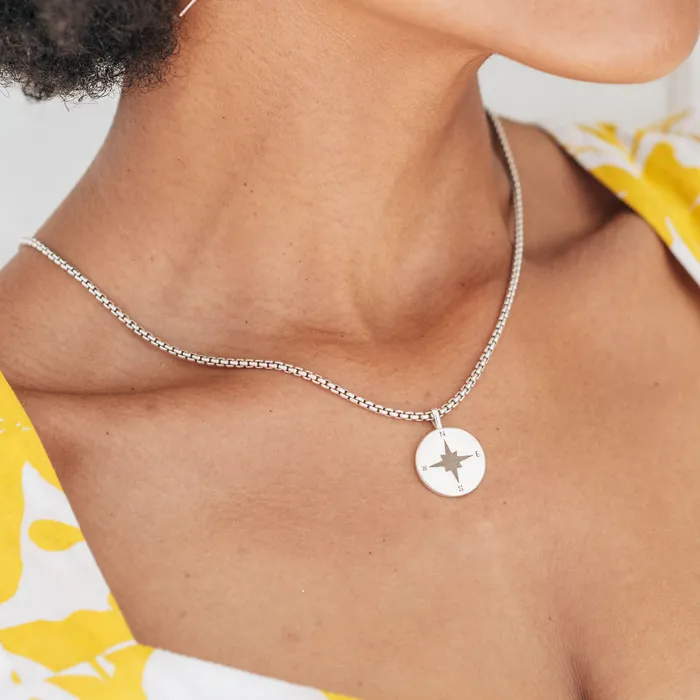 Compass Cremation Necklace in 14K Yellow Gold closebymejewelry Necklaces