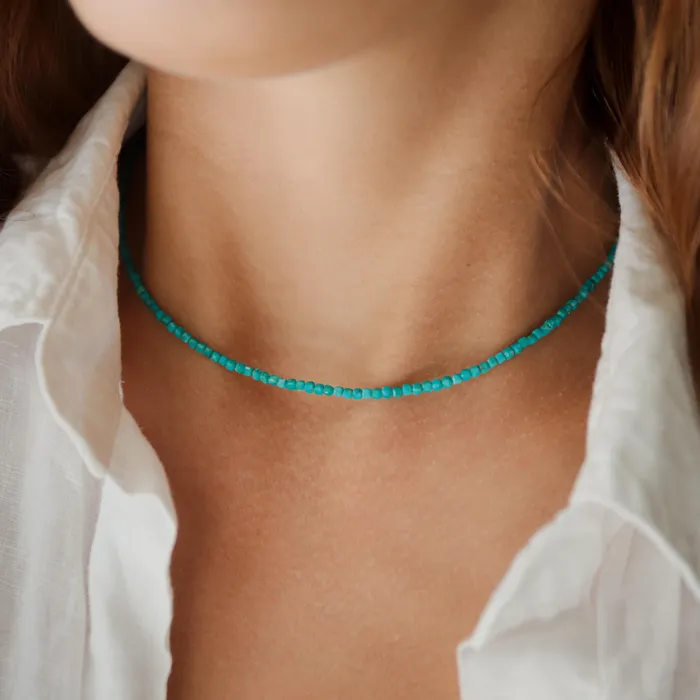 Cube turquoise necklace Earthly Abundance Necklaces