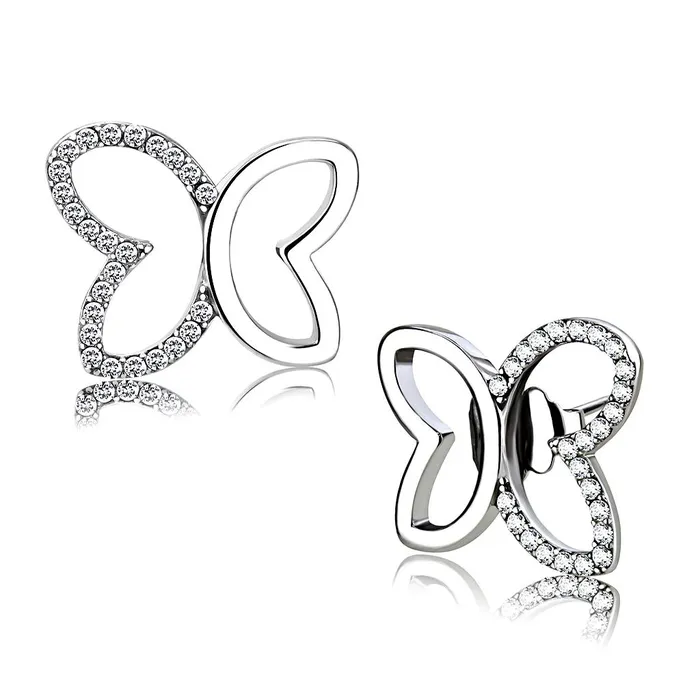 DA209 High polished no plating Stainless Steel Earrings with AAA Grade CZ in Clear Alamode Earrings DA209 High polished no plating Stainless Steel Earrings with AAA Grade CZ in Clear Alamode Earrings