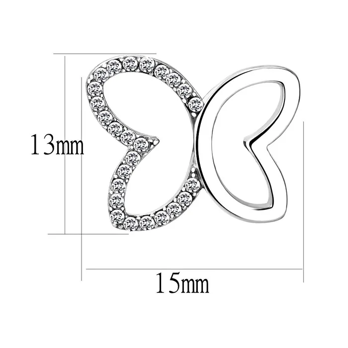 DA209 High polished no plating Stainless Steel Earrings with AAA Grade CZ in Clear Alamode Earrings