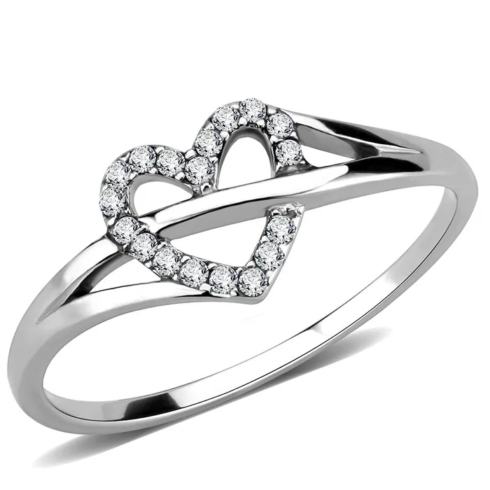 DA259 High polished no plating Stainless Steel Ring with AAA Grade CZ in Clear Alamode Rings DA259 High polished no plating Stainless Steel Ring with AAA Grade CZ in Clear Alamode Rings