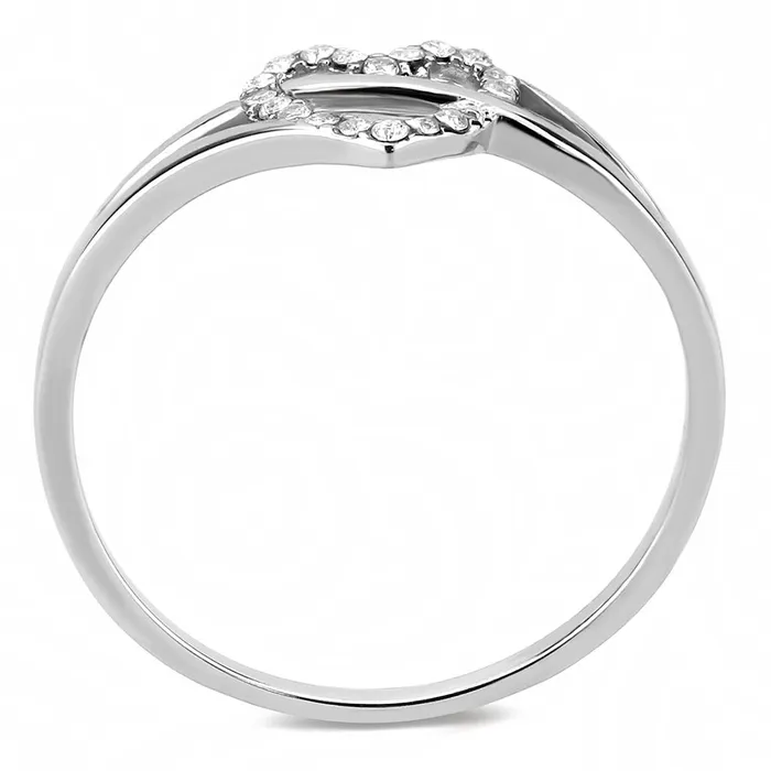 DA259 High polished no plating Stainless Steel Ring with AAA Grade CZ in Clear Alamode Rings