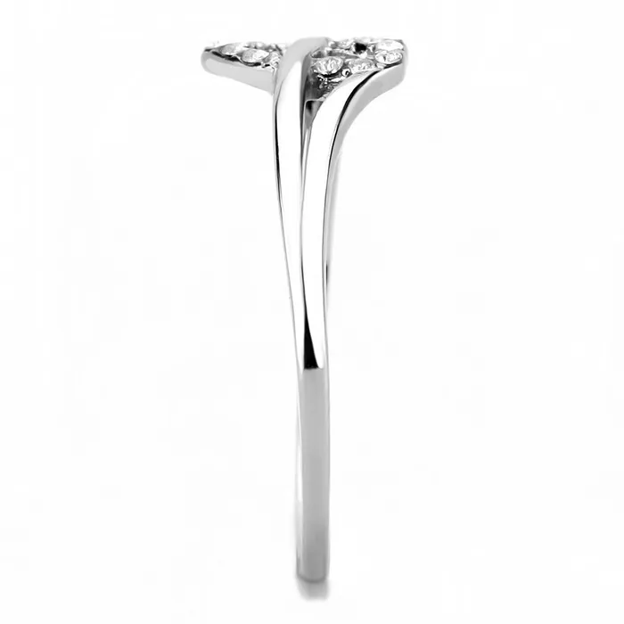 DA259 High polished no plating Stainless Steel Ring with AAA Grade CZ in Clear Alamode Rings