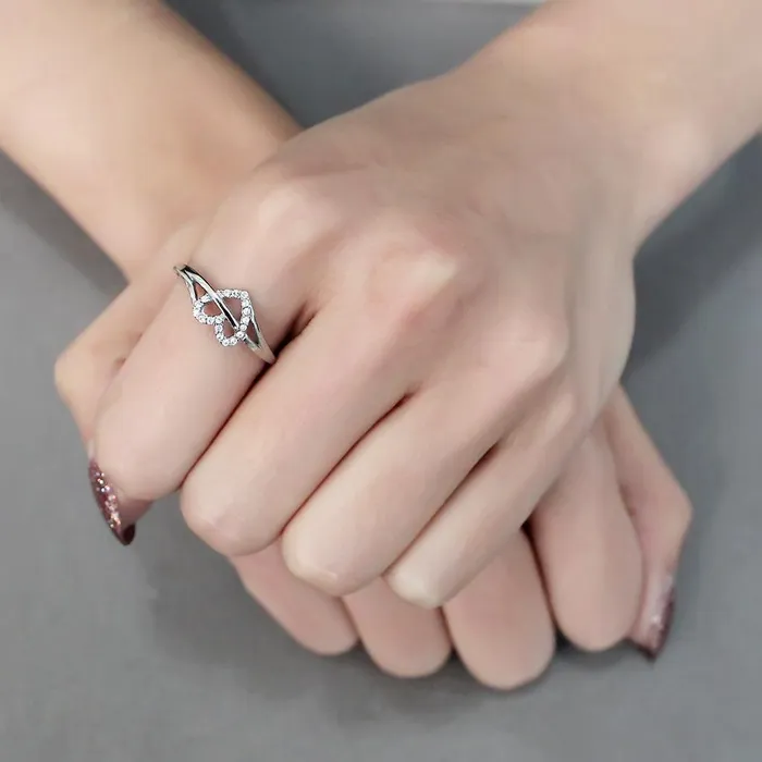 DA259 High polished no plating Stainless Steel Ring with AAA Grade CZ in Clear Alamode Rings