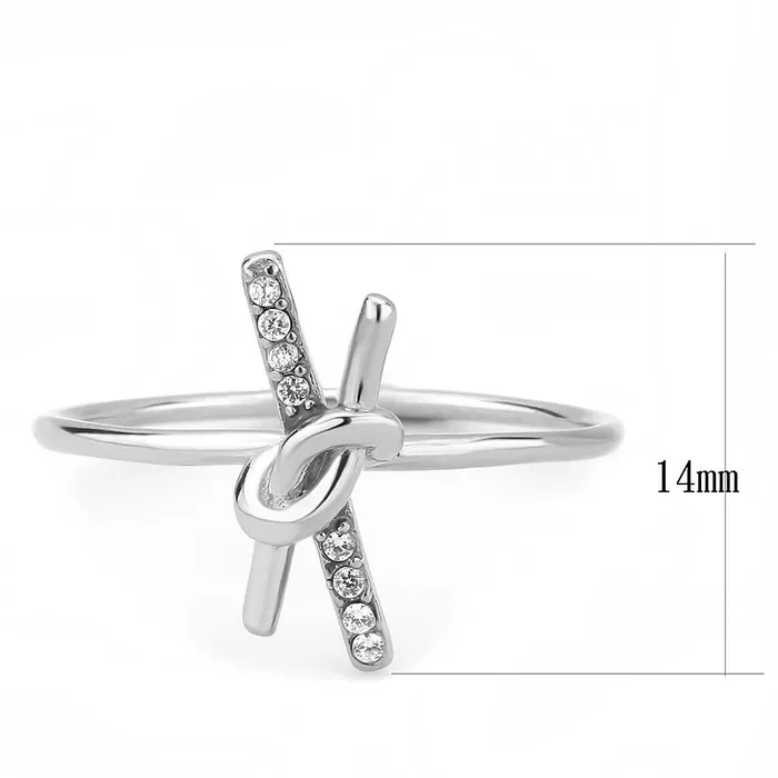 DA313 No Plating Stainless Steel Ring with AAA Grade CZ in Clear Alamode Rings