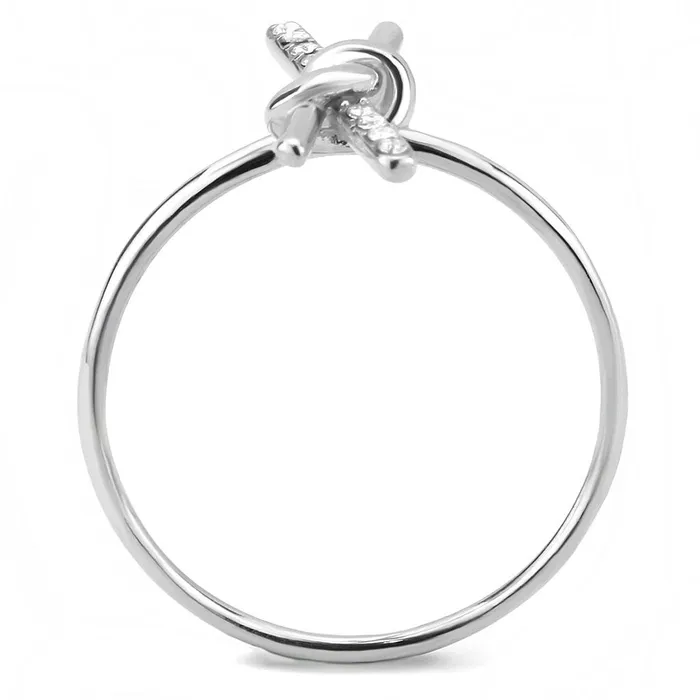 DA313 No Plating Stainless Steel Ring with AAA Grade CZ in Clear Alamode Rings