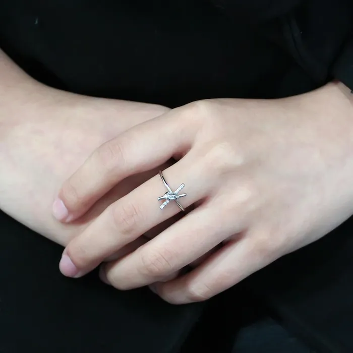 DA313 No Plating Stainless Steel Ring with AAA Grade CZ in Clear Alamode Rings