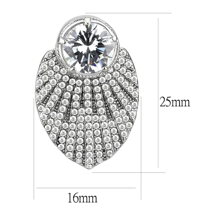DA331 No Plating Stainless Steel Earrings with AAA Grade CZ in Clear Alamode Earrings