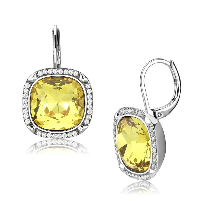 DA379 High polished no plating Stainless Steel Earrings with Top Grade Crystal in Topaz Alamode Earrings DA379 High polished no plating Stainless Steel Earrings with Top Grade Crystal in Topaz Alamode Earrings