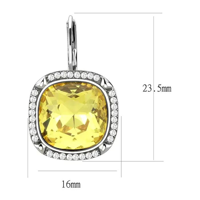 DA379 High polished no plating Stainless Steel Earrings with Top Grade Crystal in Topaz Alamode Earrings