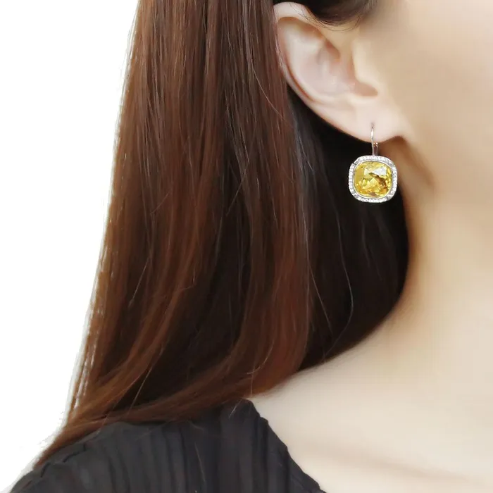 DA379 High polished no plating Stainless Steel Earrings with Top Grade Crystal in Topaz Alamode Earrings