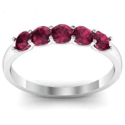 deBebians 050cttw U Prong Garnet Five Stone Band Rings
