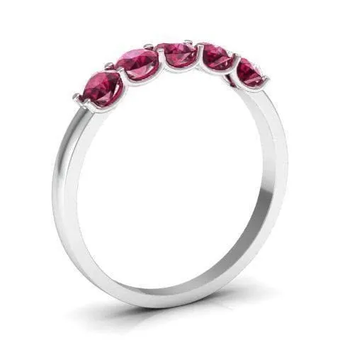 deBebians 050cttw U Prong Garnet Five Stone Band Rings