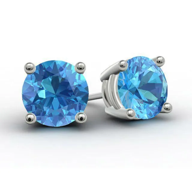 deBebians Earrings Blue Topaz Stud Earrings
