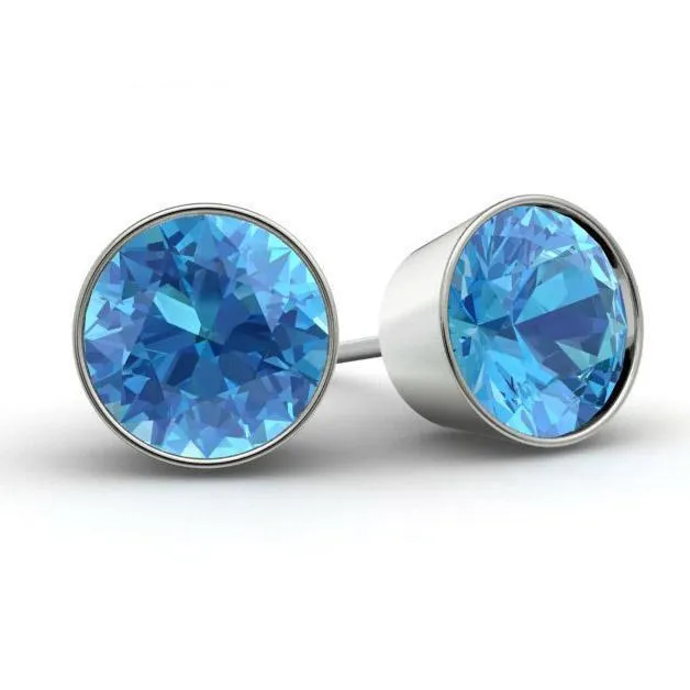 deBebians Earrings Blue Topaz Stud Earrings