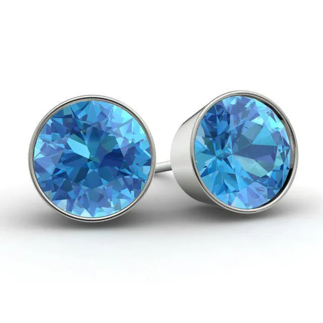 deBebians Earrings Blue Topaz Stud Earrings