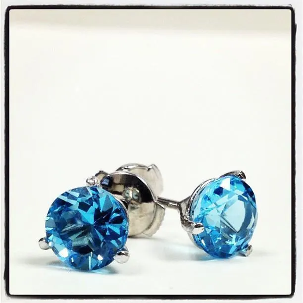 deBebians Earrings Blue Topaz Stud Earrings