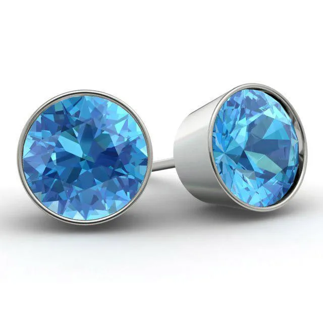 deBebians Earrings Blue Topaz Stud Earrings