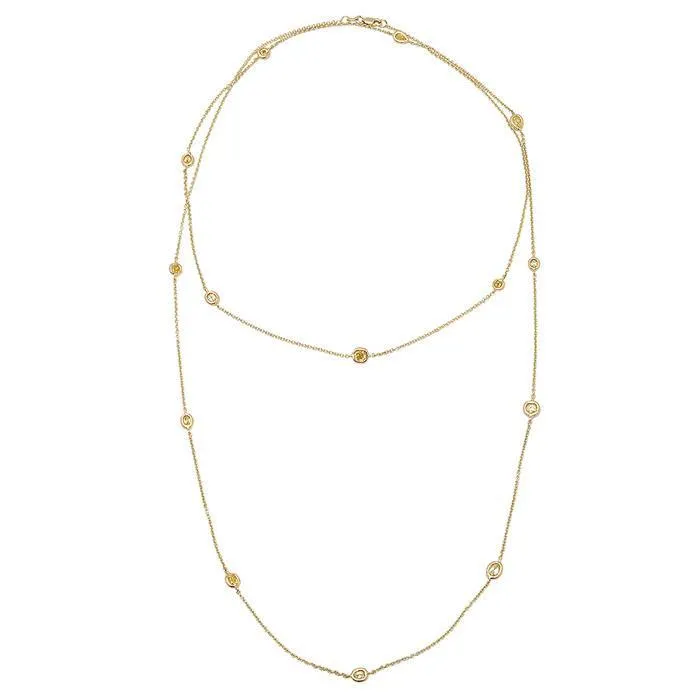 deBebians Necklaces 225 cttw 36 Fancy Yellow Diamond Station Necklace Yellow Gold deBebians Necklaces 225 cttw 36 Fancy Yellow Diamond Station Necklace Yellow Gold