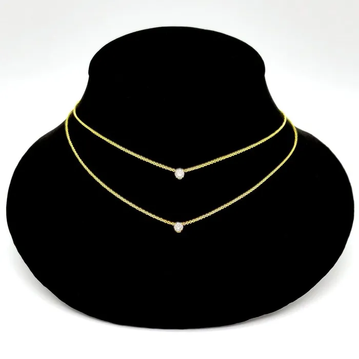 deBebians Necklaces Floating Diamond Solitaire Pendant Necklace