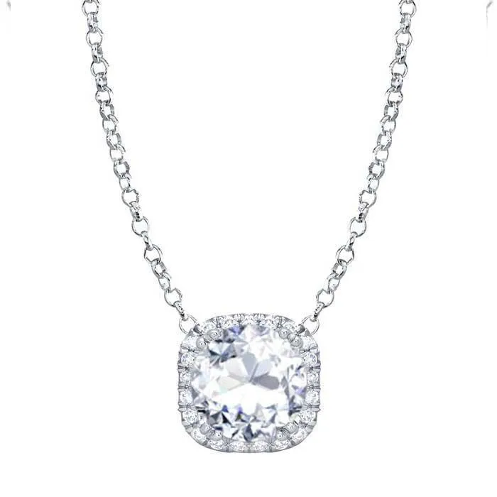 deBebians Necklaces Round Cushion Halo Forever One Moissanite Pendant