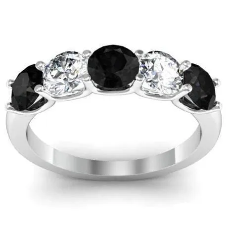 deBebians Rings 150cttw U Prong Black and White Diamond Five Stone Ring deBebians Rings 150cttw U Prong Black and White Diamond Five Stone Ring