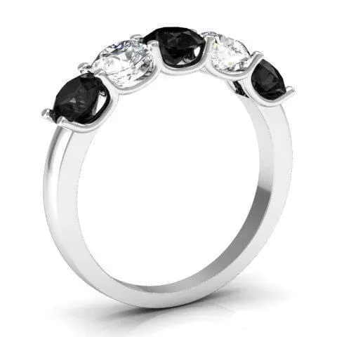 deBebians Rings 150cttw U Prong Black and White Diamond Five Stone Ring