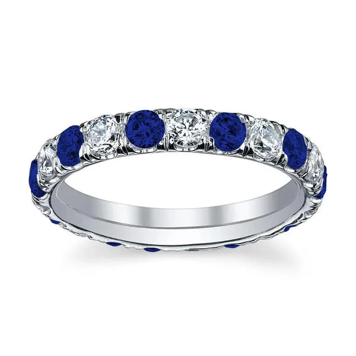 deBebians Rings Blue Sapphire and Diamond UPave Eternity Ring