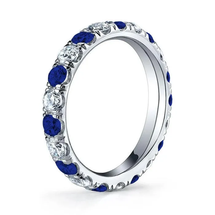 deBebians Rings Blue Sapphire and Diamond UPave Eternity Ring