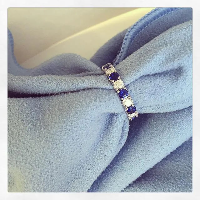 deBebians Rings Blue Sapphire and Diamond UPave Eternity Ring