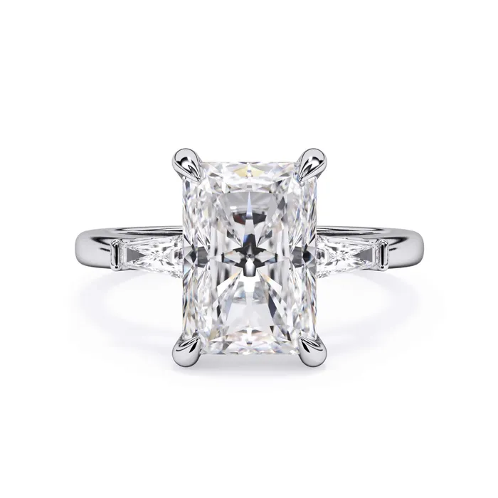 deBebians Rings Three Stone Engagement Ring with Baguettes