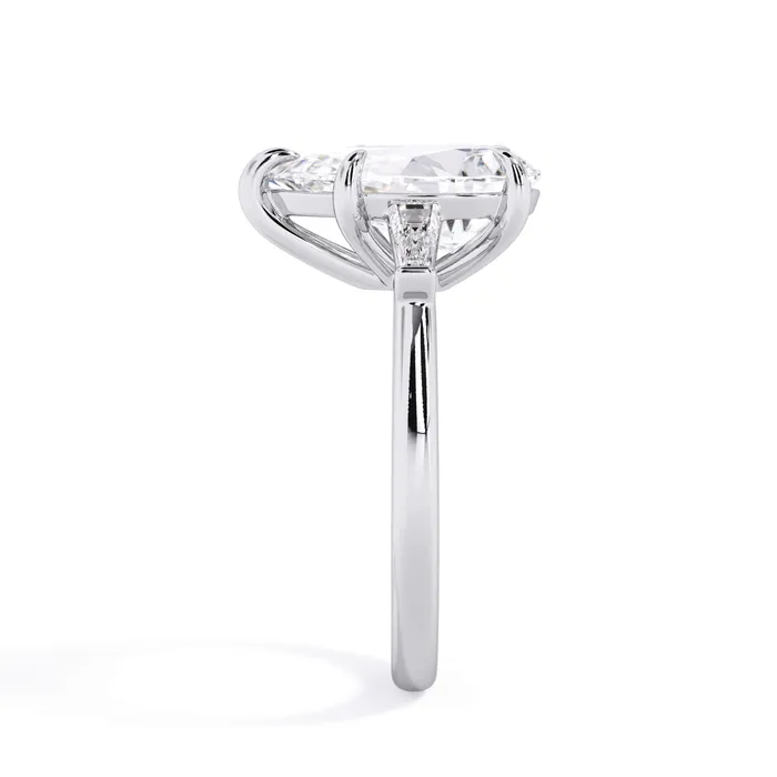 deBebians Rings Three Stone Engagement Ring with Baguettes