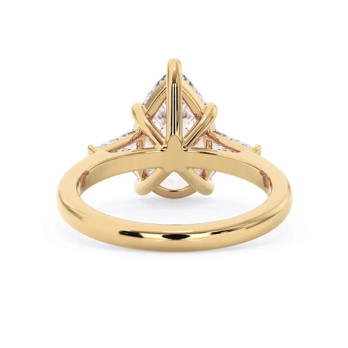 deBebians Rings Three Stone Engagement Ring with Baguettes