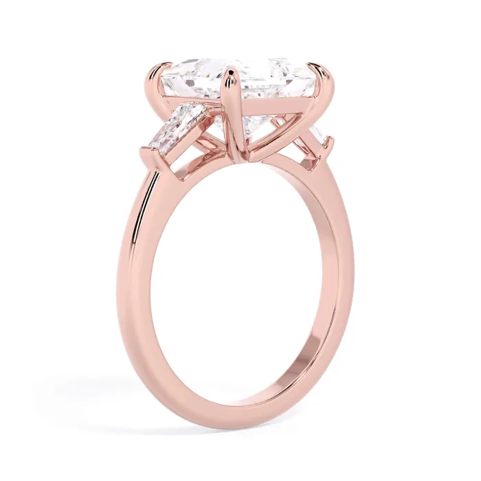 deBebians Rings Three Stone Engagement Ring with Baguettes