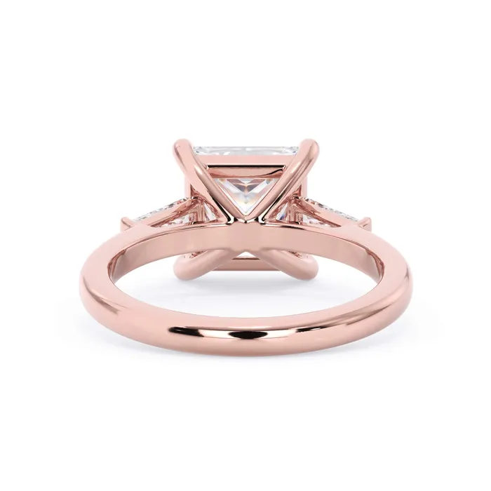 deBebians Rings Three Stone Engagement Ring with Baguettes