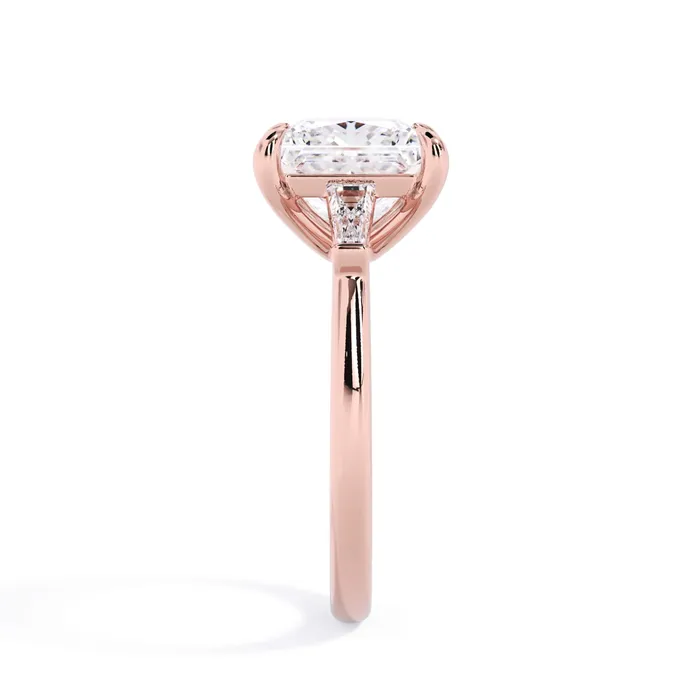 deBebians Rings Three Stone Engagement Ring with Baguettes