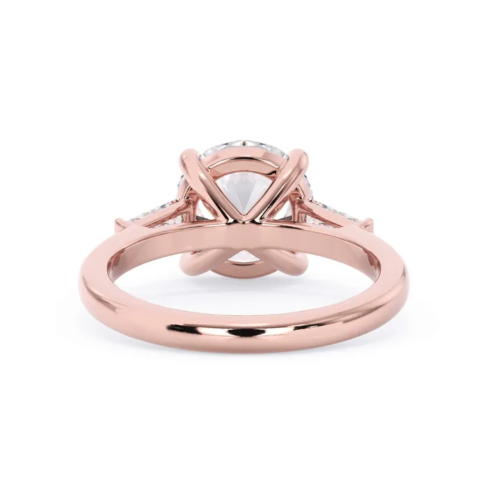 deBebians Rings Three Stone Engagement Ring with Baguettes