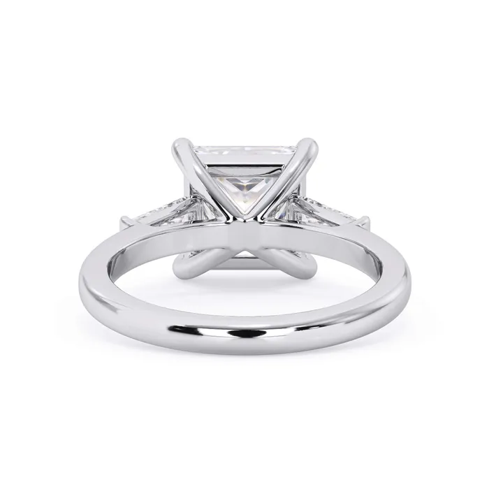 deBebians Rings Three Stone Engagement Ring with Baguettes