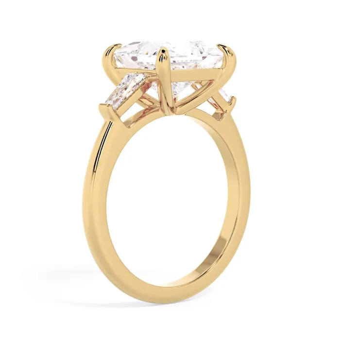 deBebians Rings Three Stone Engagement Ring with Baguettes