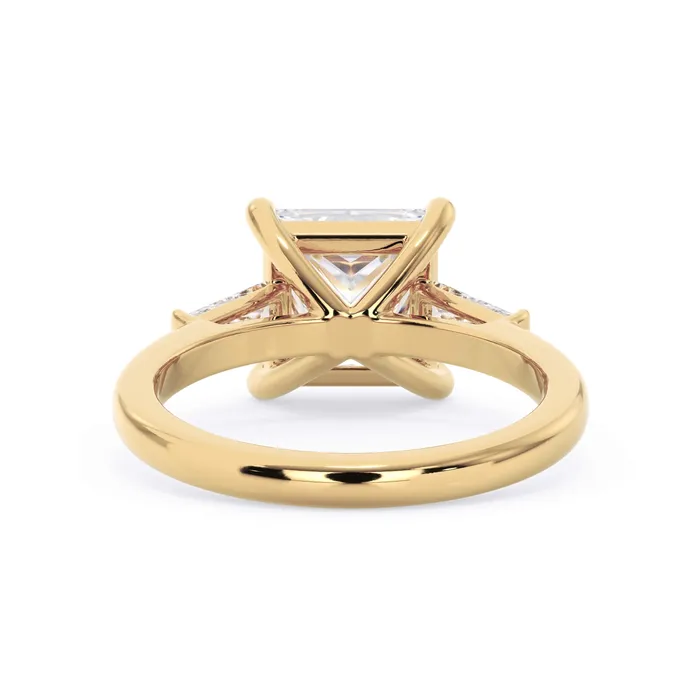 deBebians Rings Three Stone Engagement Ring with Baguettes