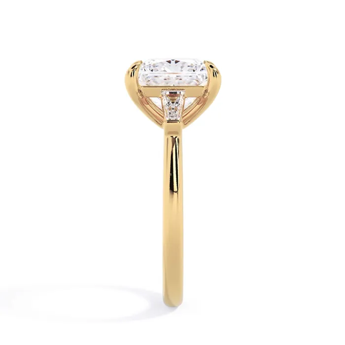 deBebians Rings Three Stone Engagement Ring with Baguettes