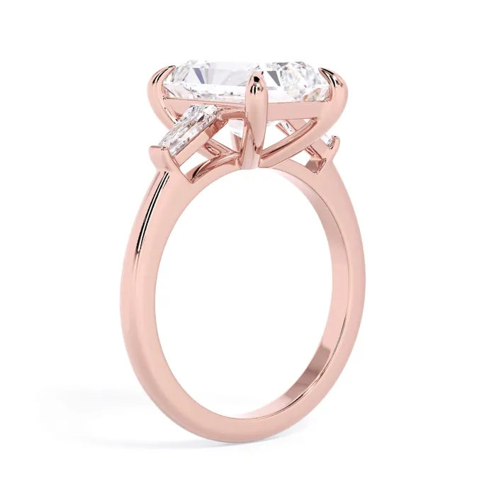 deBebians Rings Three Stone Engagement Ring with Baguettes