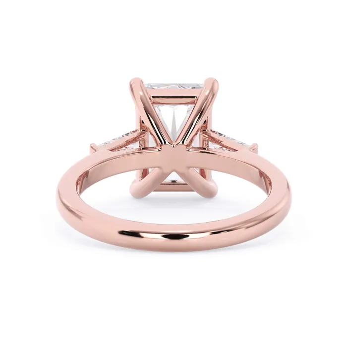 deBebians Rings Three Stone Engagement Ring with Baguettes