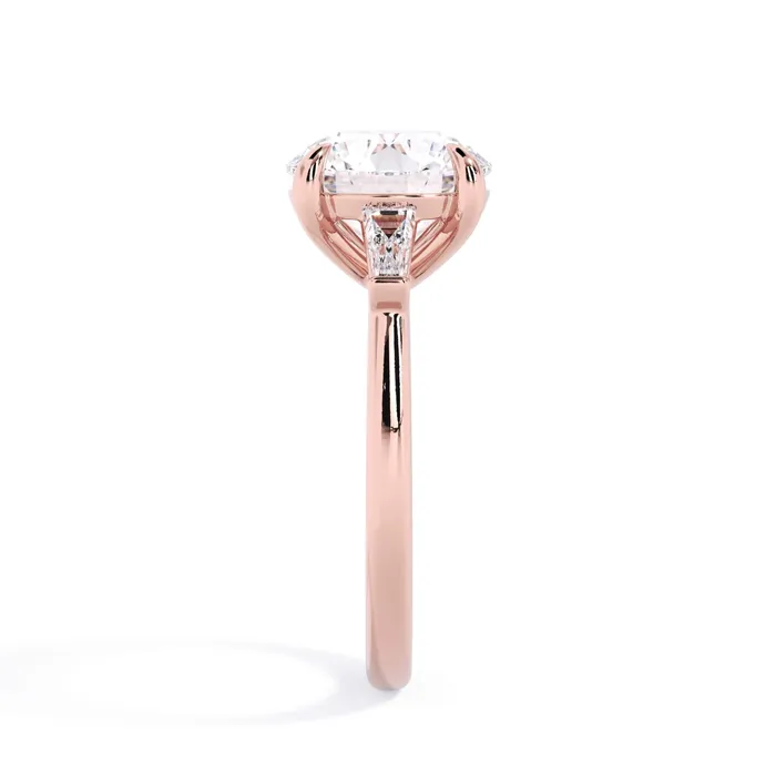 deBebians Rings Three Stone Engagement Ring with Baguettes